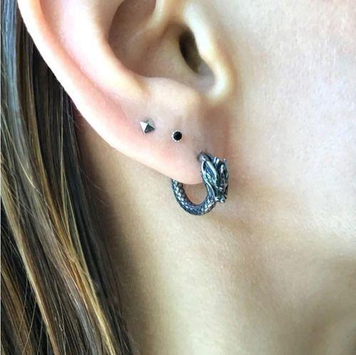 Aros Punk Hombre Mujer Dragon Titanio Earing-4