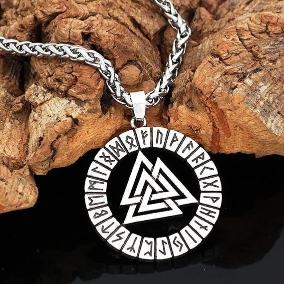 Collar Vikingo Brujula Valknut Runas Hombre Moda Masculina-2