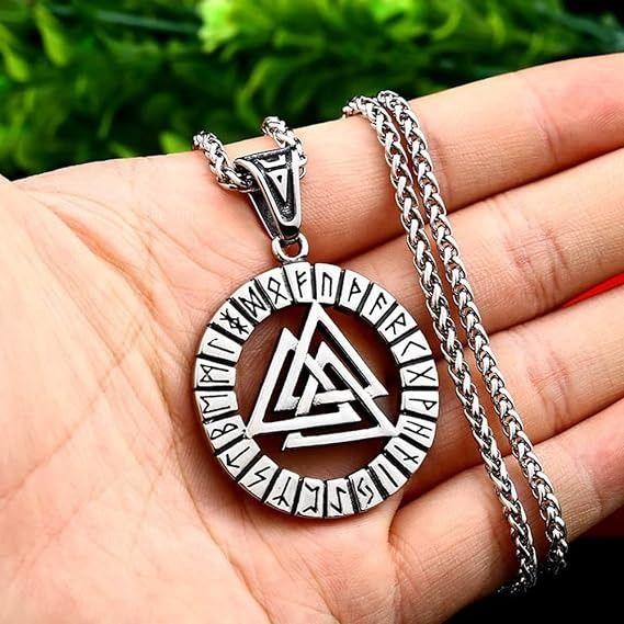 Collar Vikingo Brujula Valknut Runas Hombre Moda Masculina-3