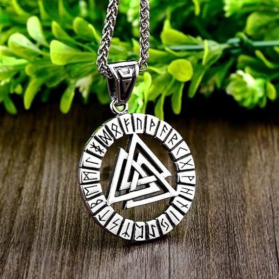Collar Vikingo Brujula Valknut Runas Hombre Moda Masculina-4