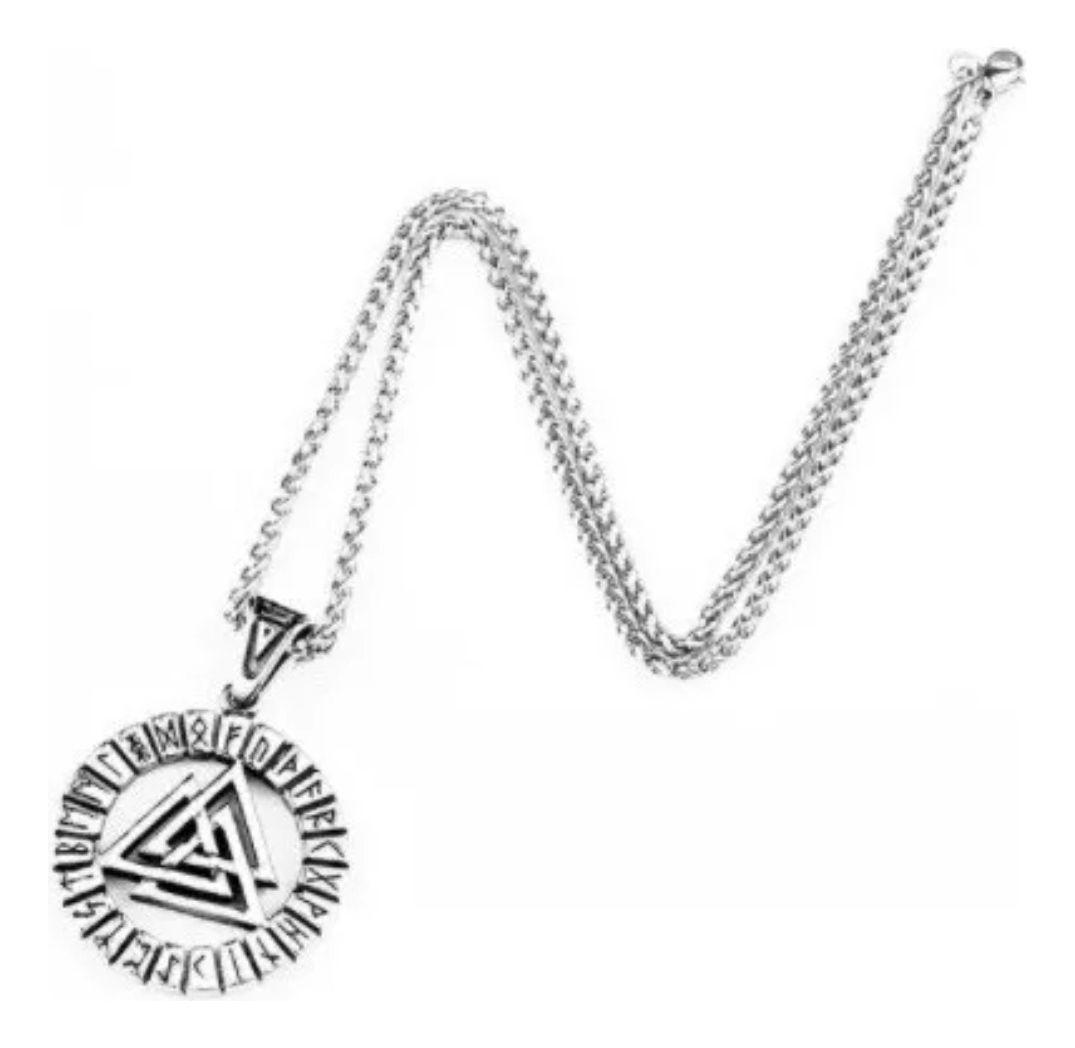 Collar Vikingo Brujula Valknut Runas Hombre Moda Masculina-6