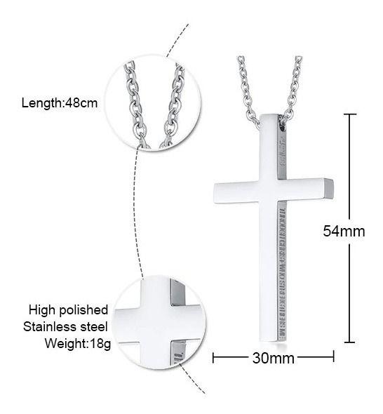 Collar Cruz Silver Space Hombre Mujer Filipenses 4:13-4