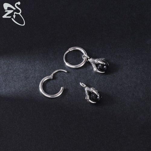 Aros Punk Hombre Mujer Garra Piedra Onix Earing Moda-2