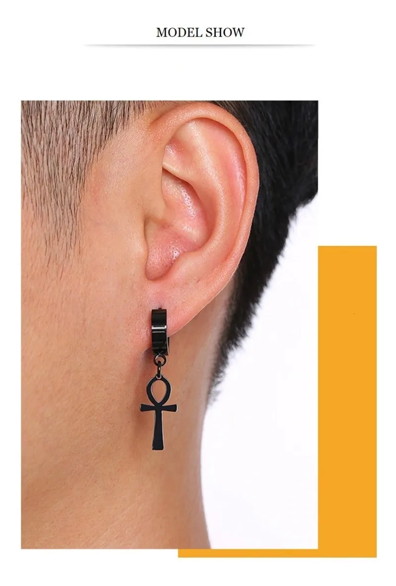 Aros Punk Cruz Egipcia Gold Hombre Mujer Moda-2