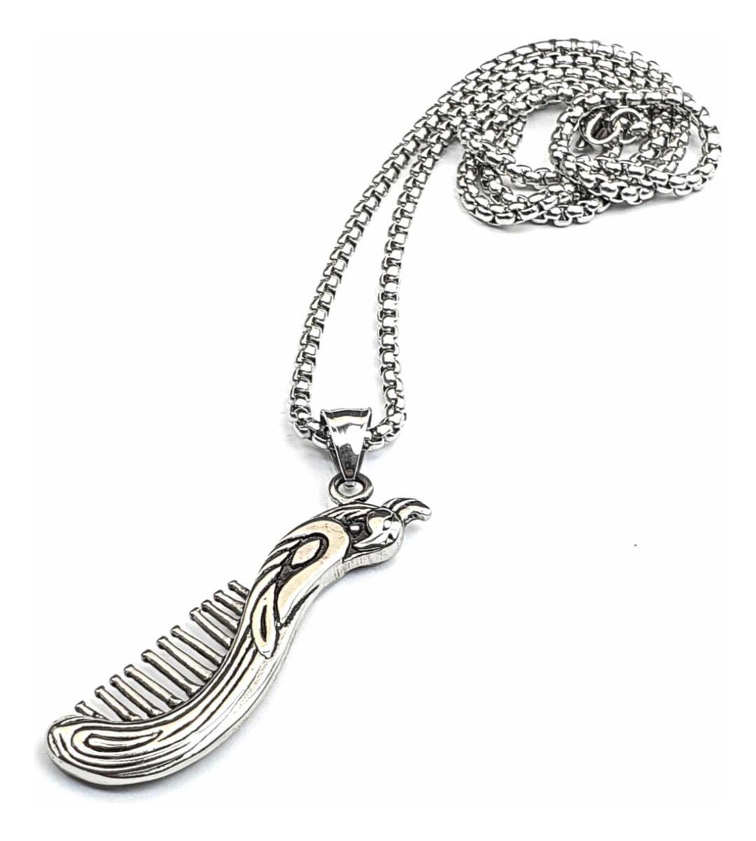 Collar Barbero Peine Silver Space Hombre Mujer Moda-2