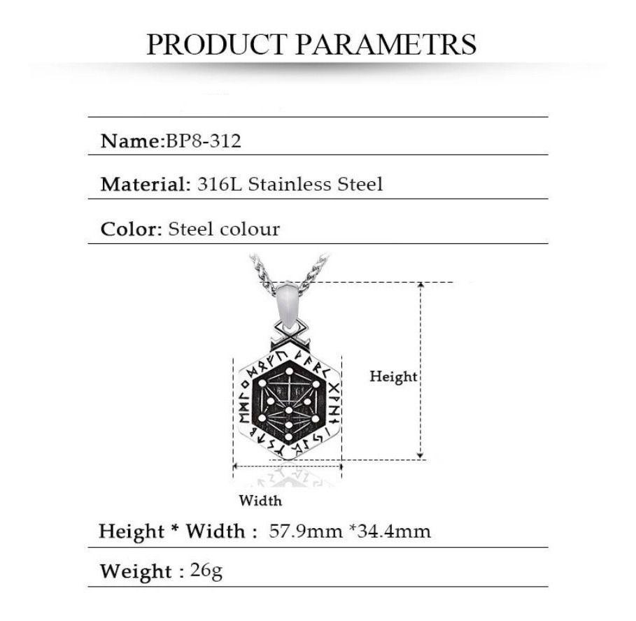 Collar Vikingo Titanio Totem Runas Vegvisir Moda Nordica-3