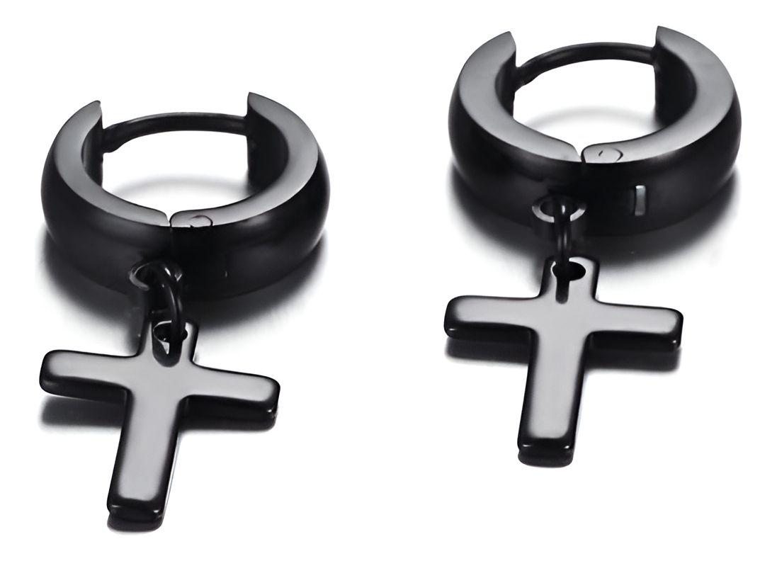 Aros Punk Cruz Black Hombre Mujer Moda 2019-2