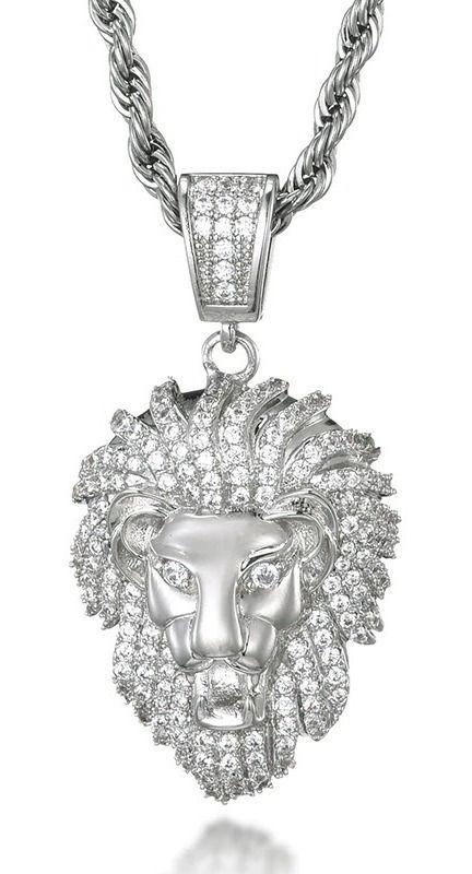 Collar Leon Silver Titan Hombres Caballero Moda 2021-0