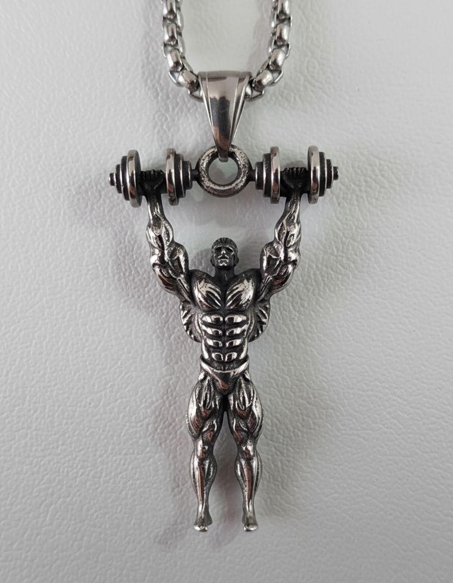 Collar Gimnasio Pesas Fisicoculturista Titanio-4