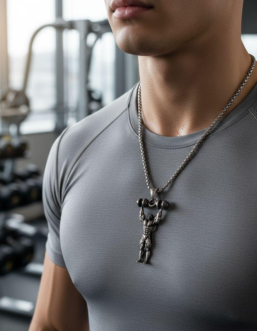 Collar Gimnasio Pesas Fisicoculturista Titanio-5