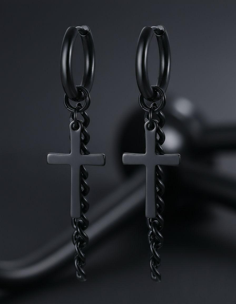 Aros Punk Cruz Black Space Hombre Mujer Moda 2020--3