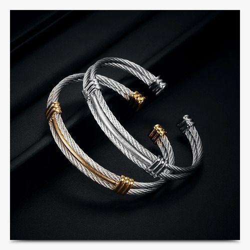 Pulsera Gold Silver Caballeros Y Damas Vintage Triple-4