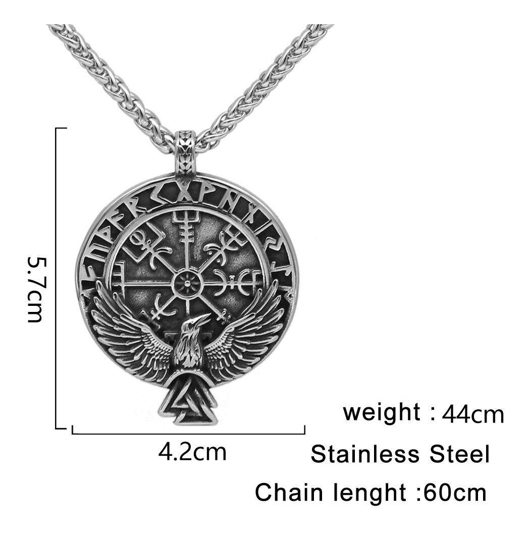 Collar Vikingo Valknut Vegvisir Cuervo Brujula-4