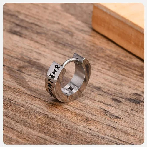 Aros Vikingos Punk Black Runas Vikingas Hombre Mujer-3