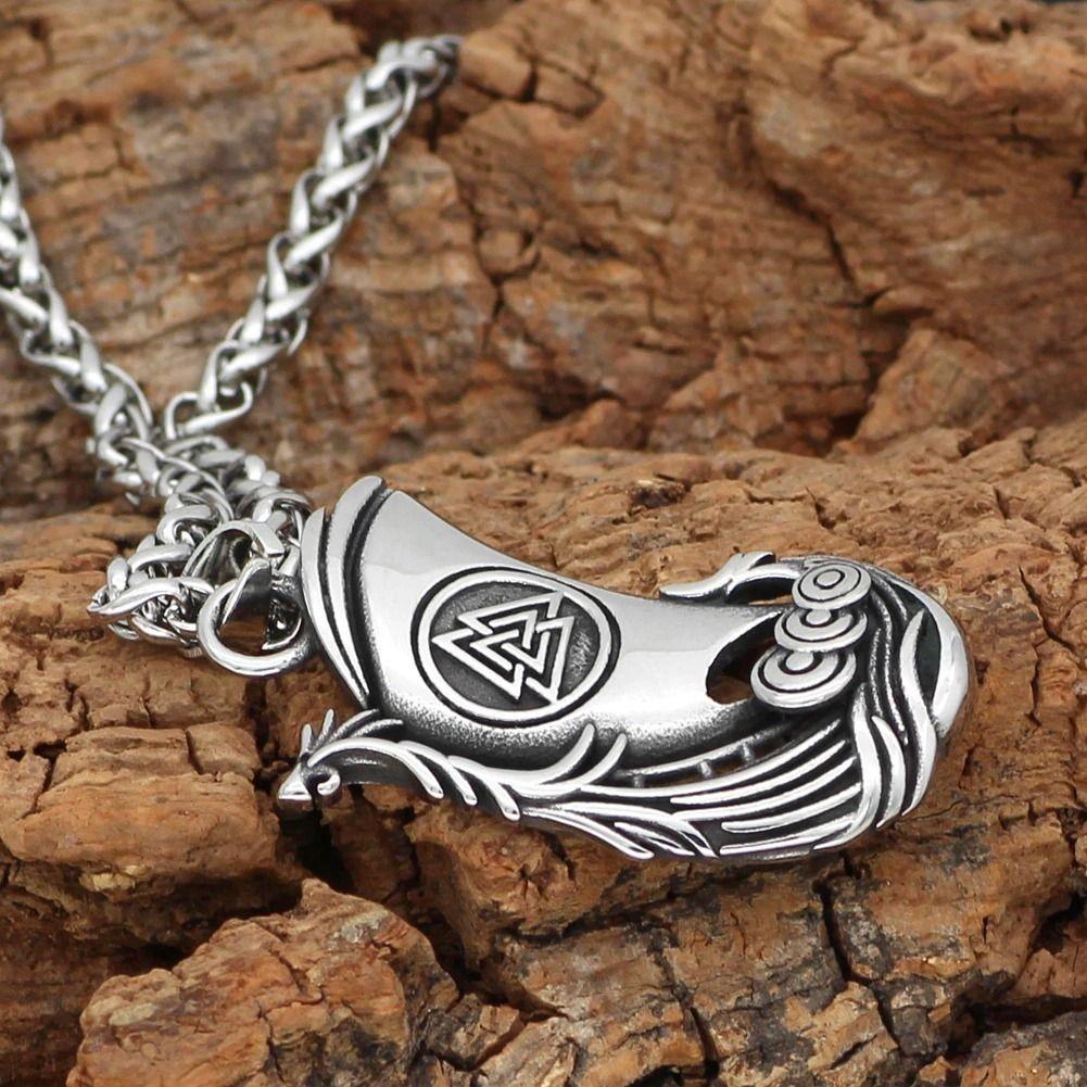 Collar Vikingo Valknut Barco Acero Hombre-3