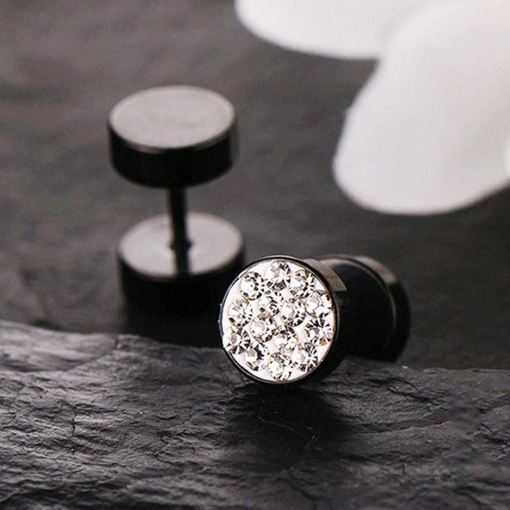 Aros Punk Diaman And Black Circular Hombre Mujer Moda 2022-2