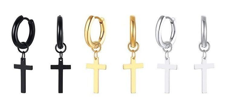 Aros Punk Cruz Gold Space Hombre Mujer Moda Vintage 1-2