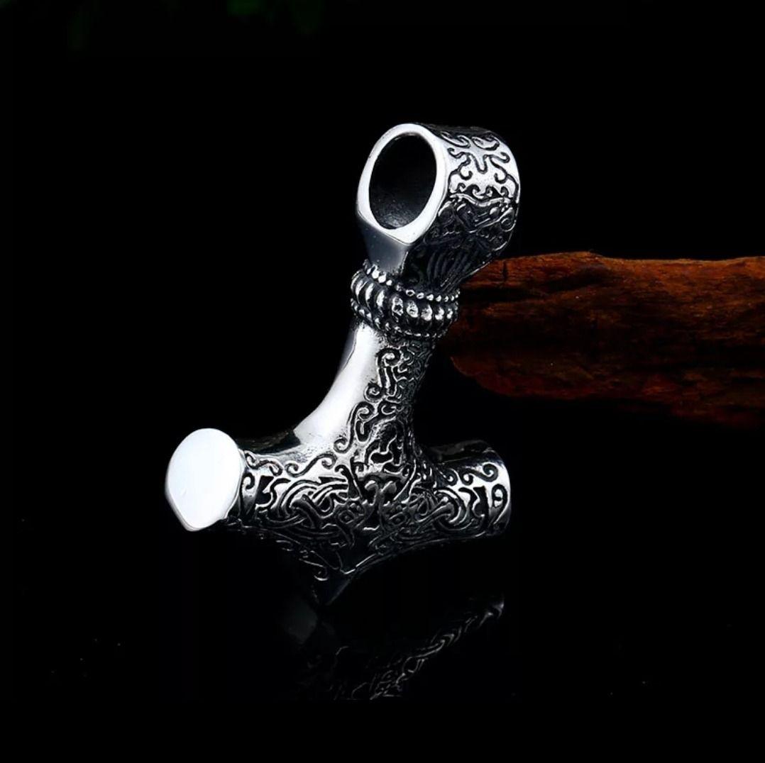 Collar Vikingo Martillo Acero Royal Madriz Space Silver-4