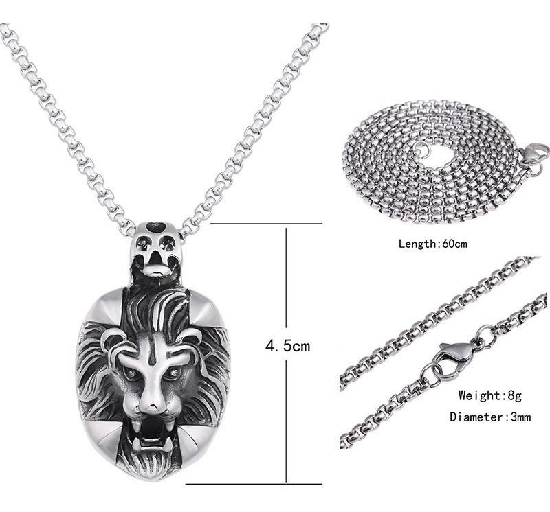 Collar Leon Silver Titan Hombres Caballero Moda 2020-3