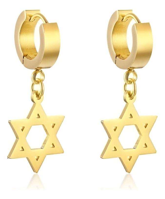 Aros Punk Estrella De David Gold Hombre Mujer Moda 2021-2