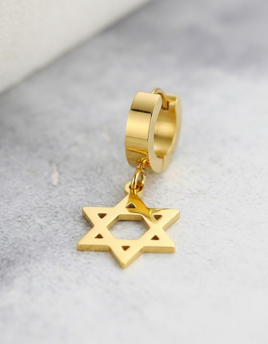 Aros Punk Estrella De David Gold Hombre Mujer Moda 2021-5