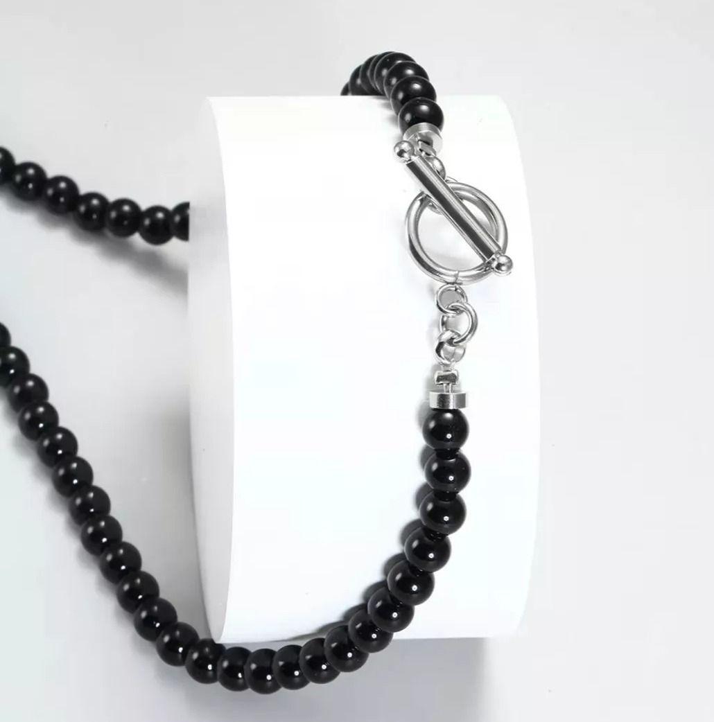 Collar Piedra Onix Y Ojo De Tigre Browm Hombre Moda M1-2