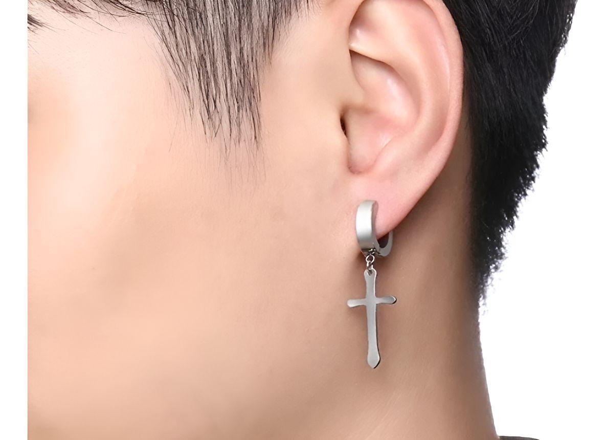 Aros Punk A Presion Cruz Silver Space Hombre Mujer Moda 2019-3
