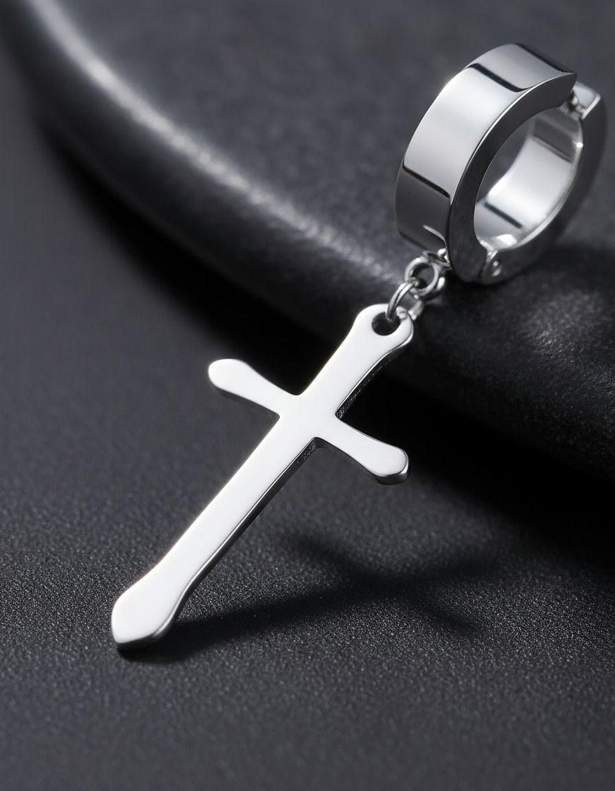 Aros Punk A Presion Cruz Silver Space Hombre Mujer Moda 2019-5