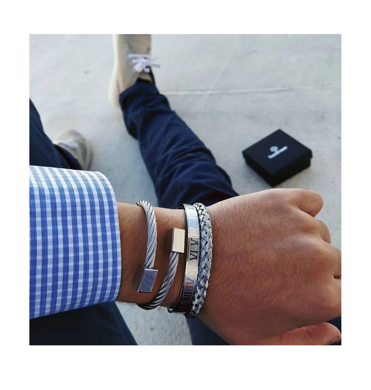 Pulsera Royal Madriz Cubo Silver Space Acero Quirúrgico-2