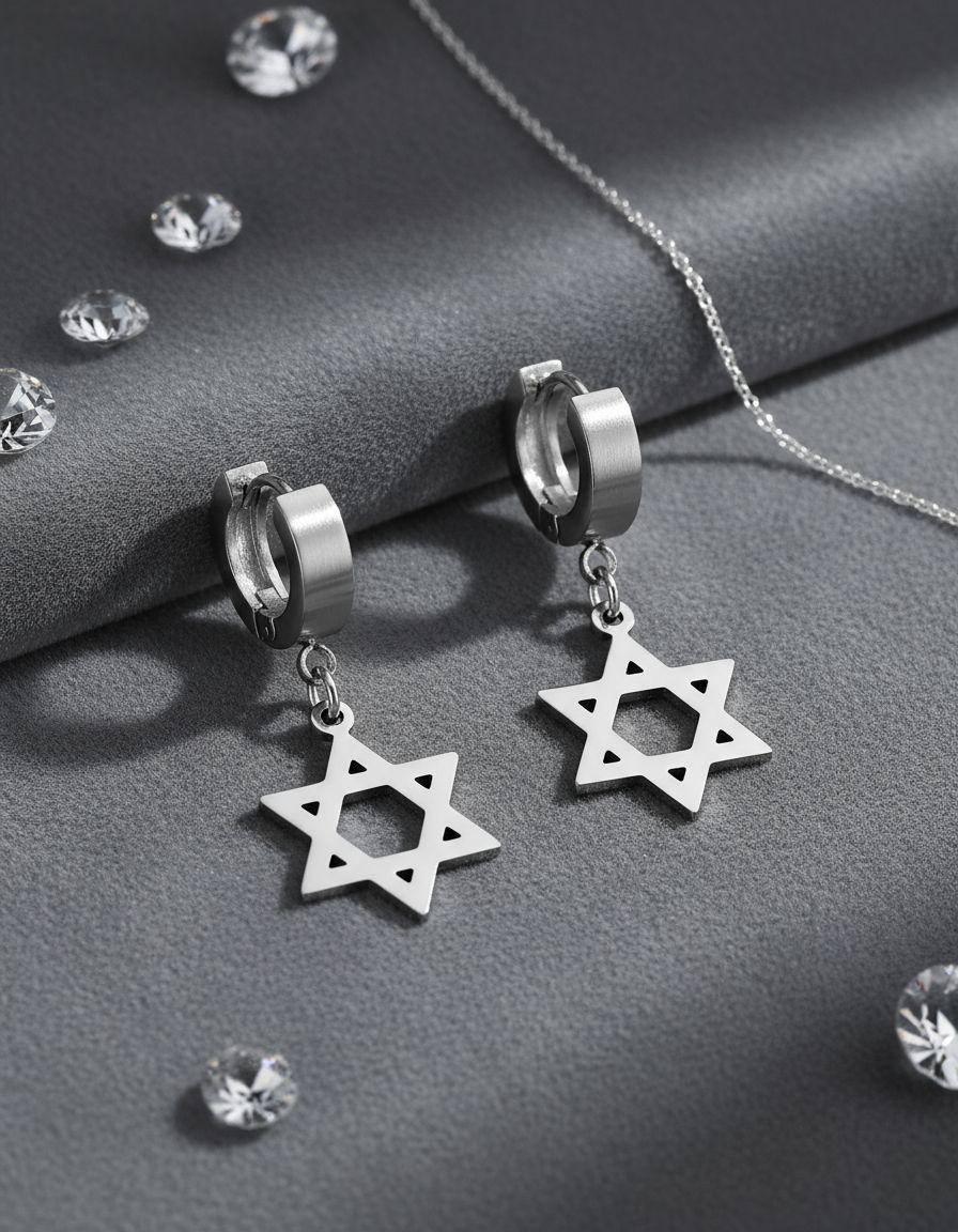 Aros Punk Estrella De David Silver Hombre Mujer Moda 2020-2