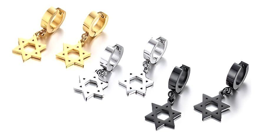 Aros Punk Estrella De David Silver Hombre Mujer Moda 2020-3