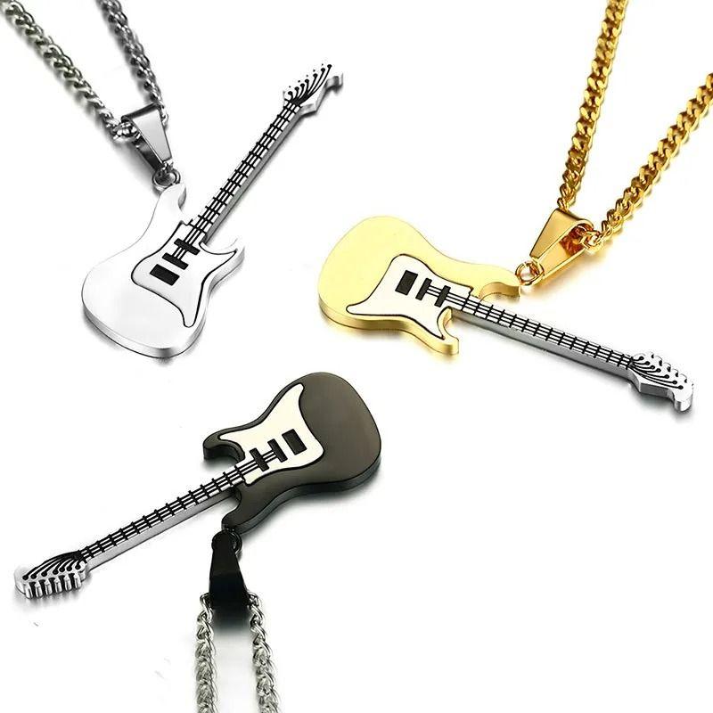 Collar Guitarra Electrica Silver Hombre Mujer Moda 2020-2