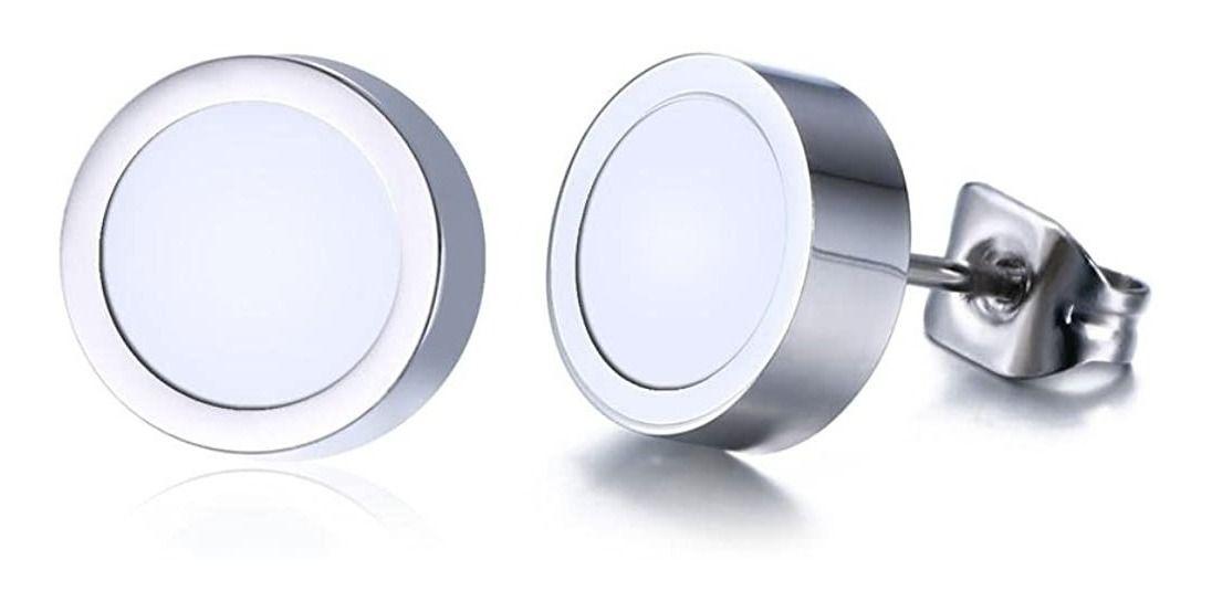 Aros Punk White Mate Circular Hombre Mujer Moda 2021-0