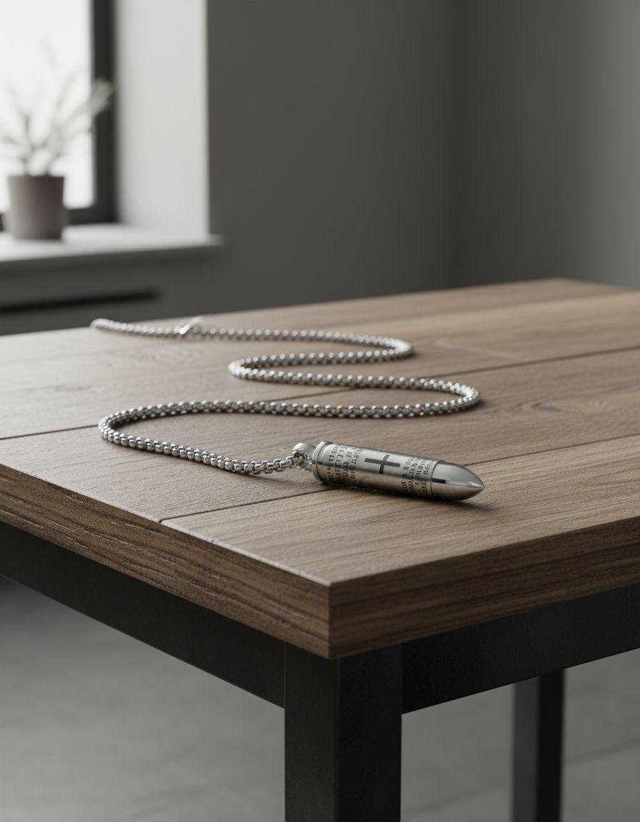 Collar Titanio Bala Royal Madriz 60 Cm Hombre Elegante-2