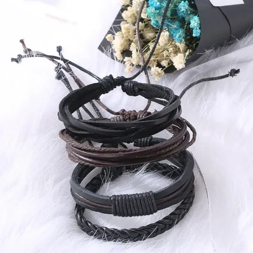 Pulsera De Hombre Y Mujer De Cuero Elegante Juvenil-2
