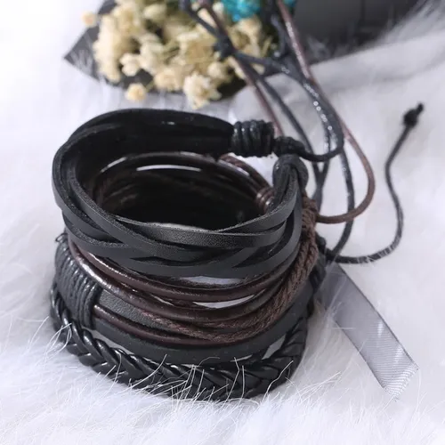 Pulsera De Hombre Y Mujer De Cuero Elegante Juvenil-3
