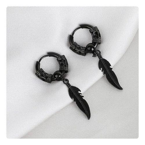 Aros Punk Plumas Black Silver Space Vintage-2