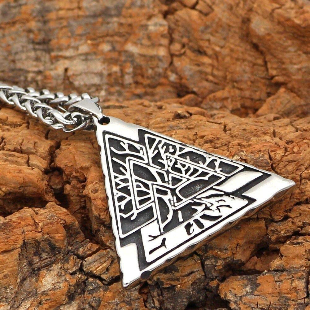 Collar Valknut Arbol De Vida Nordico Vikingo Hombre 2022-3
