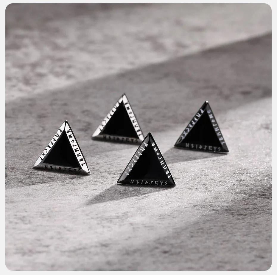Aros Vikingos Punk Triangulo Runas Vikingas Hombre Mujer-5