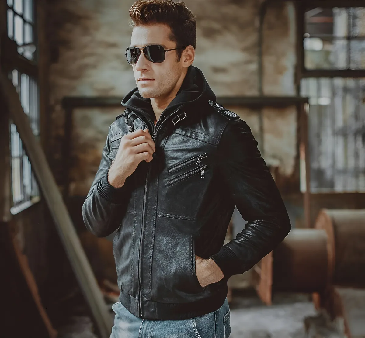 Chaqueta De Cuero Genuino Caballeros Hombre Moda Royal Madriz-1