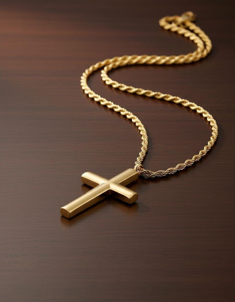 Collar Cruz Gold Hombres Caballeros Moda Masculina M1-3