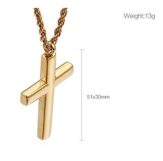 Collar Cruz Gold Hombres Caballeros Moda Masculina M1-4