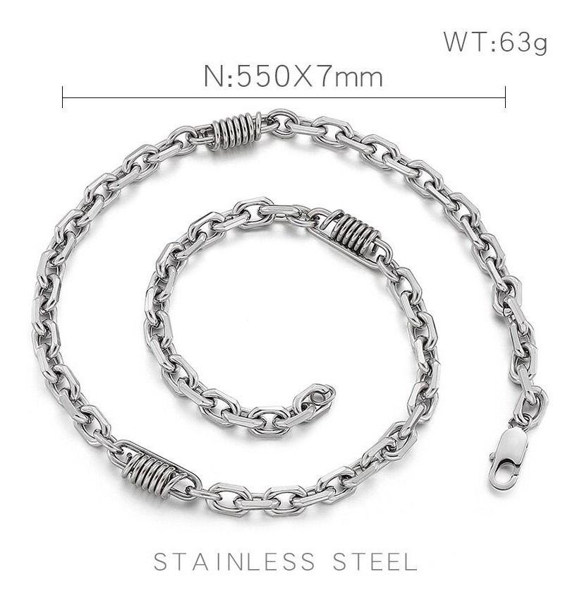 Collar Vintage Silver 7mm Hombre Mujer Moda Masculina-2