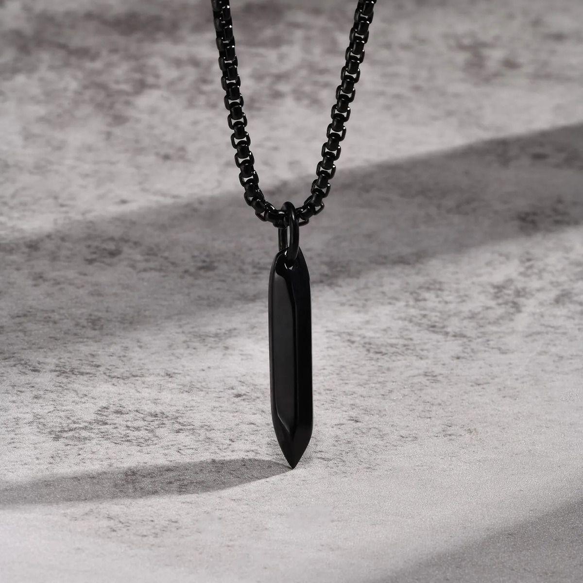 Collar Minimalista Silver Black Hombre Mujer Moda Masculina-4