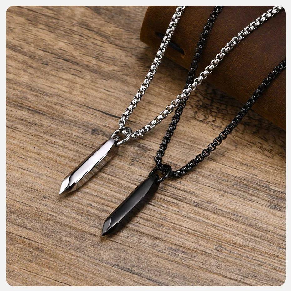 Collar Minimalista Silver Black Hombre Mujer Moda Masculina-5