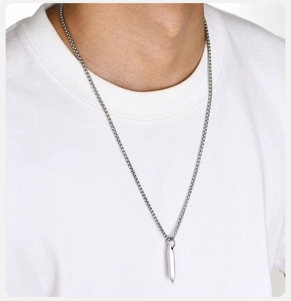 Collar Minimalista Silver Black Hombre Mujer Moda Masculina-9