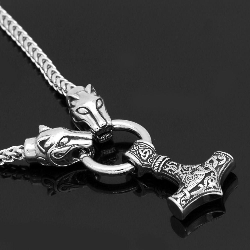 Collar Vikingo Martillo Thor Acero Hombre Moda Vikingo-2