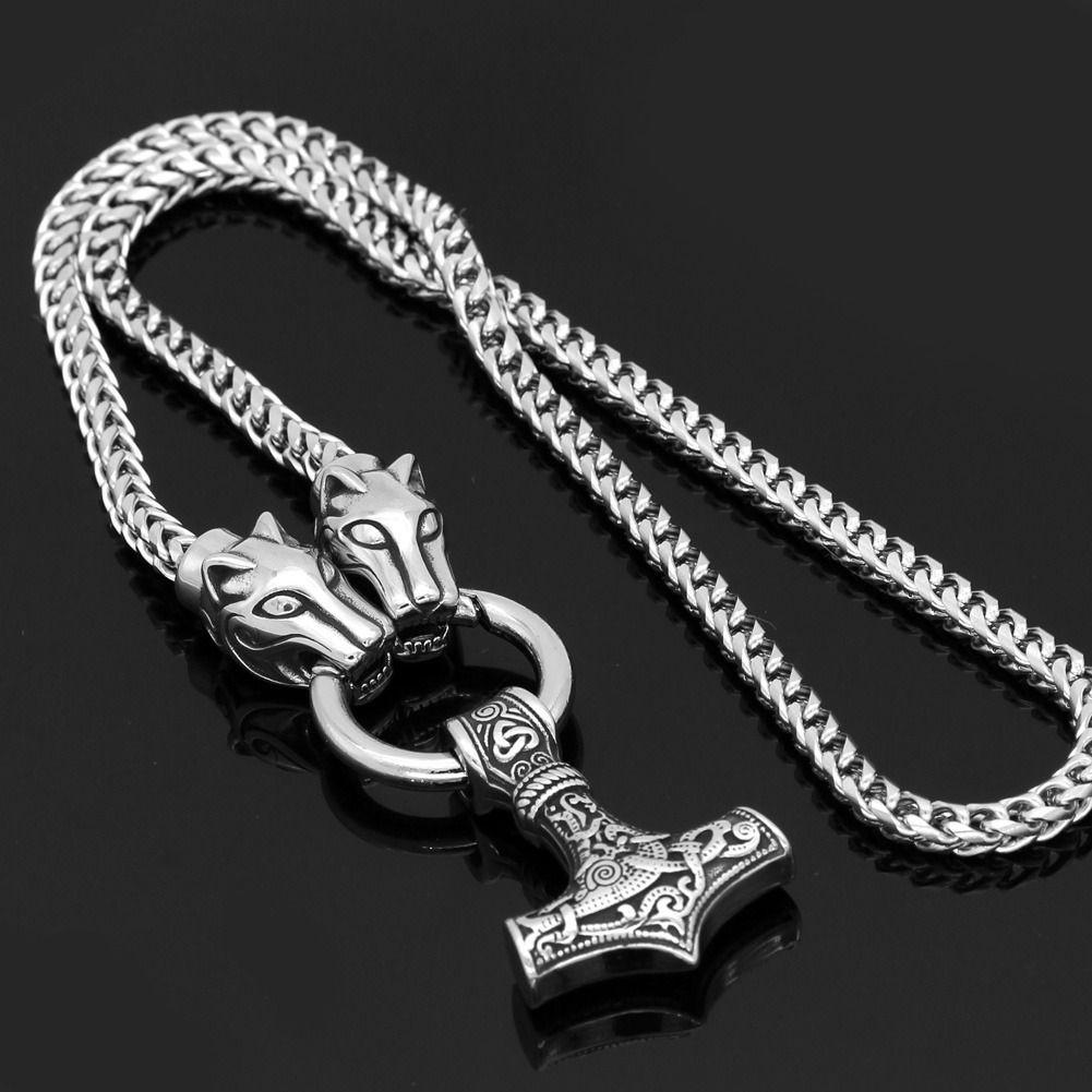 Collar Vikingo Martillo Thor Acero Hombre Moda Vikingo-3