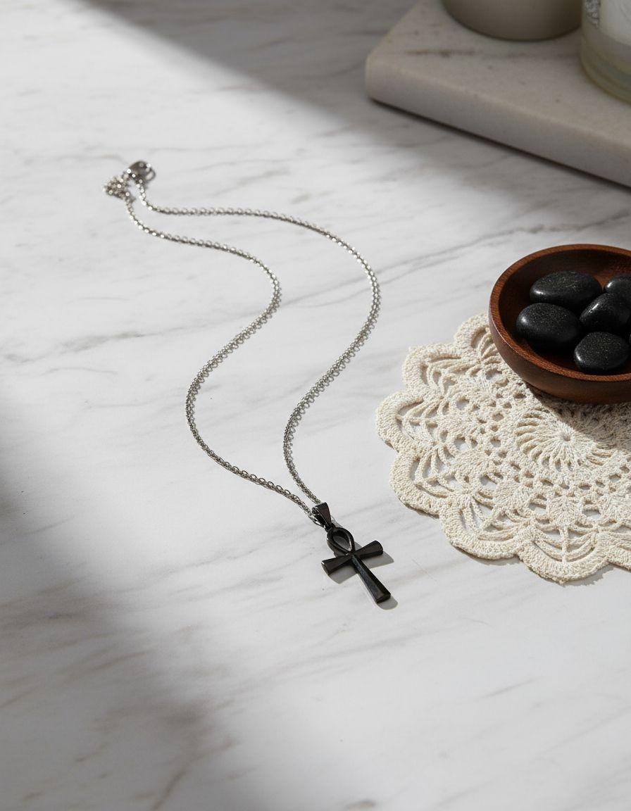 Collar Cruz Egipcia Black Space Hombre Mujer Moda-2