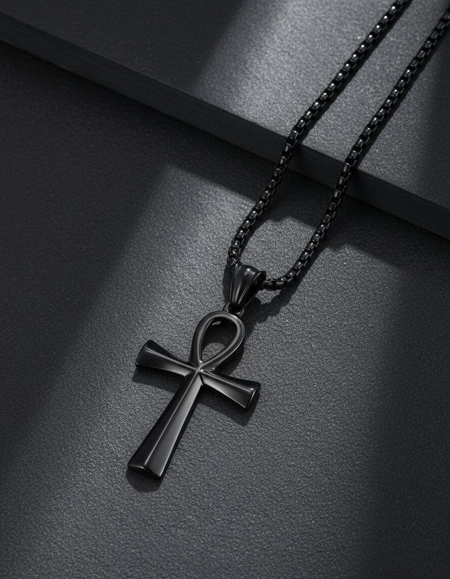 Collar Cruz Egipcia Black Space Hombre Mujer Moda-7